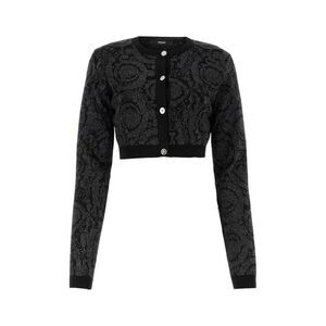 VERSACE Baroque Print Cropped Cardigan Women PRINTED Sweaters & Knitwear